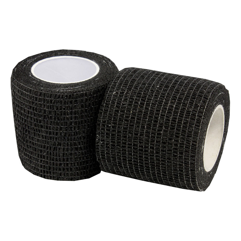 2 x Black Football Cohesive Sock Wrap. 5cm x 4.5m